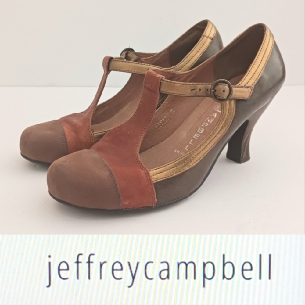 Jeffrey Campbell Aina2 Ibiza Last Handmade Leather T Strap Mary Jane Pump Sz 6